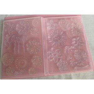 Flower Cling Stamps Set in Plastic Storage Case Floral Craft Supplies